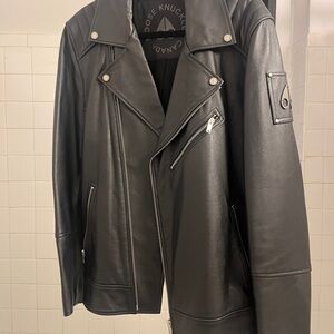 Moose Knuckles Black Leather  Jacket